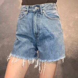 Everlane 100% Organic Cotton Raw Hem Fringe High Waisted Rise Shorts Women’s 24